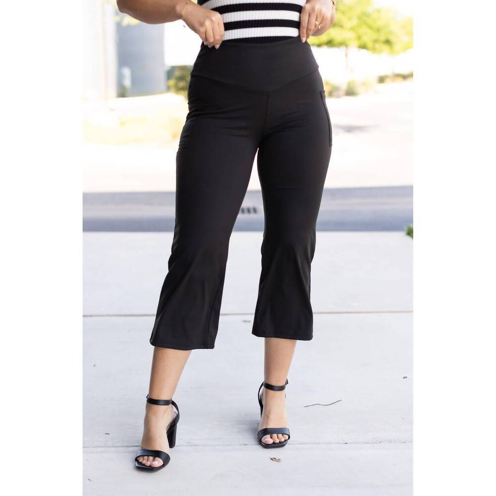 NEW JULIA ROSE faith tummy control high waisted guacho pants in black
